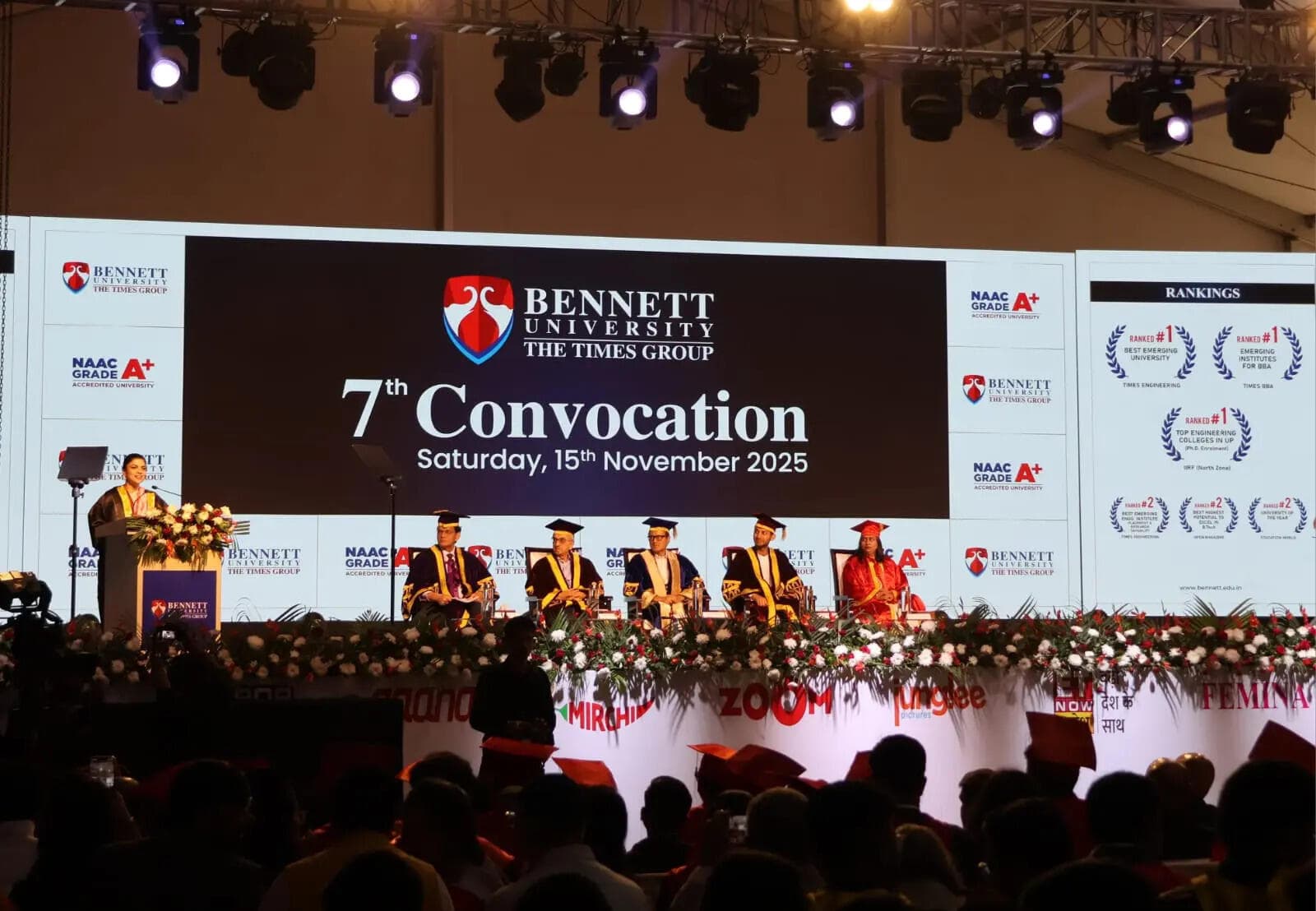 Bright robes and smiles illuminate the 7th convocation of Bennett University