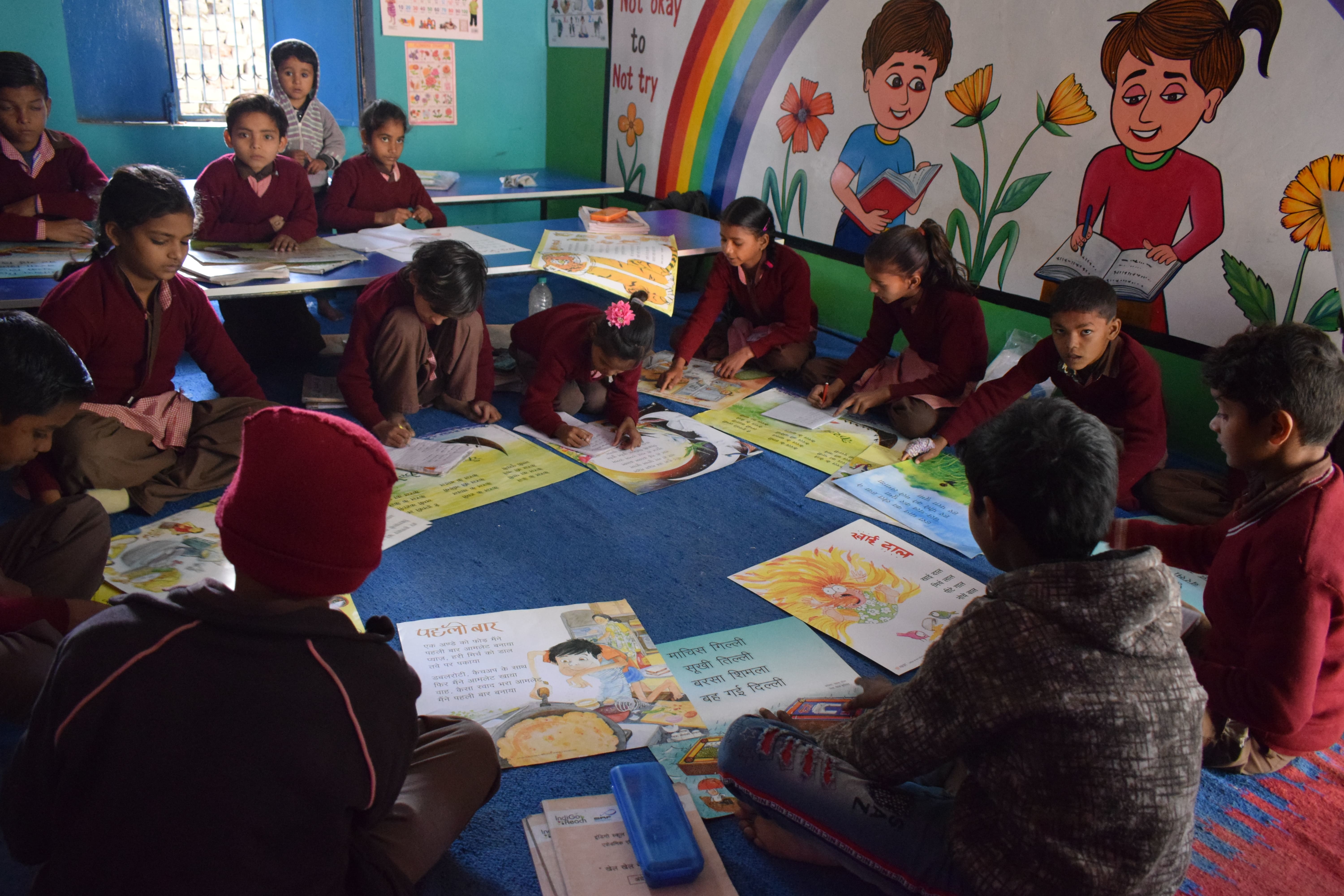 Reading club at the Bhirondi government school, Greater Noida