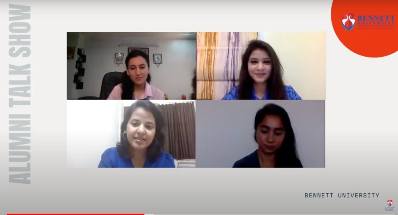 (Clockwise from top left) Alumni guest Sonali Datt, Head AR Avni Daga; alumni guests Japna Batra and Nandana Varshney