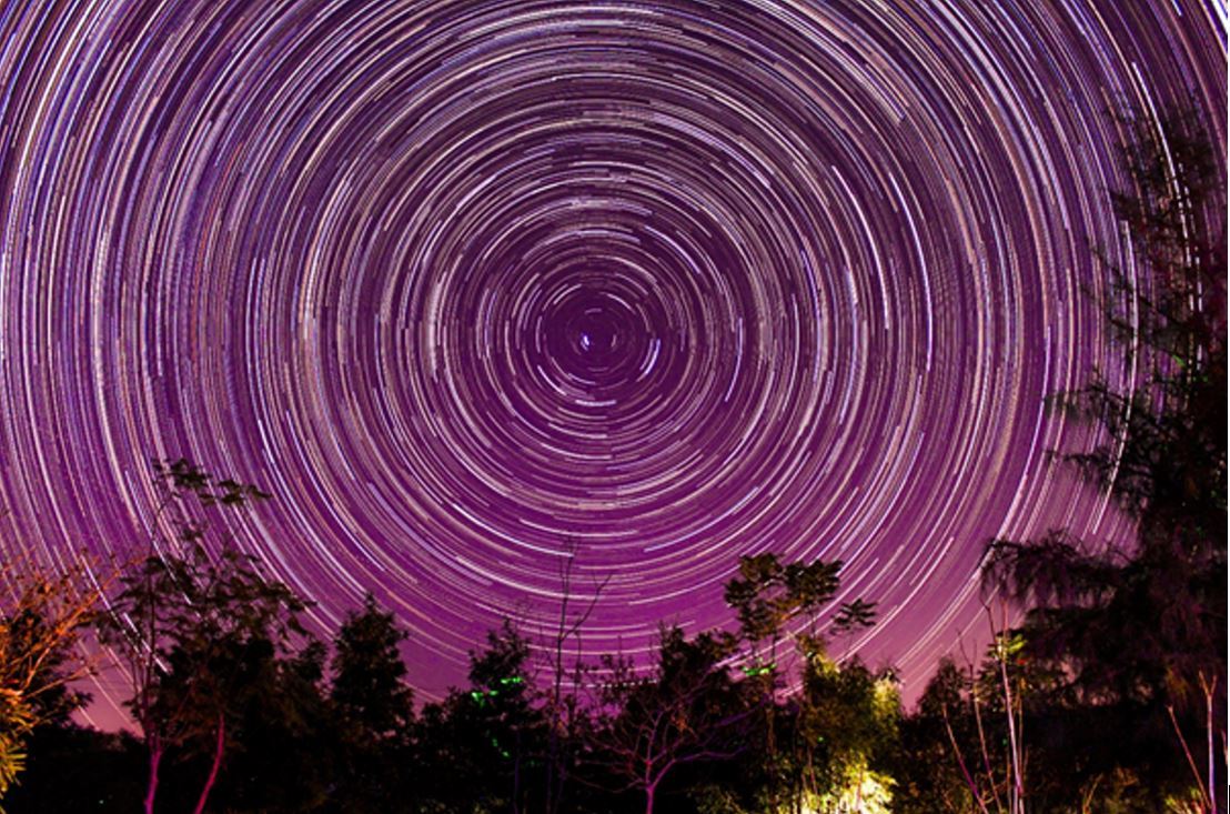 Star trail, the movement of the stars across the sky over a period of time, clicked by astronomy expert Akshit Khunger on a hill near Ranikhet, Uttarakhand.