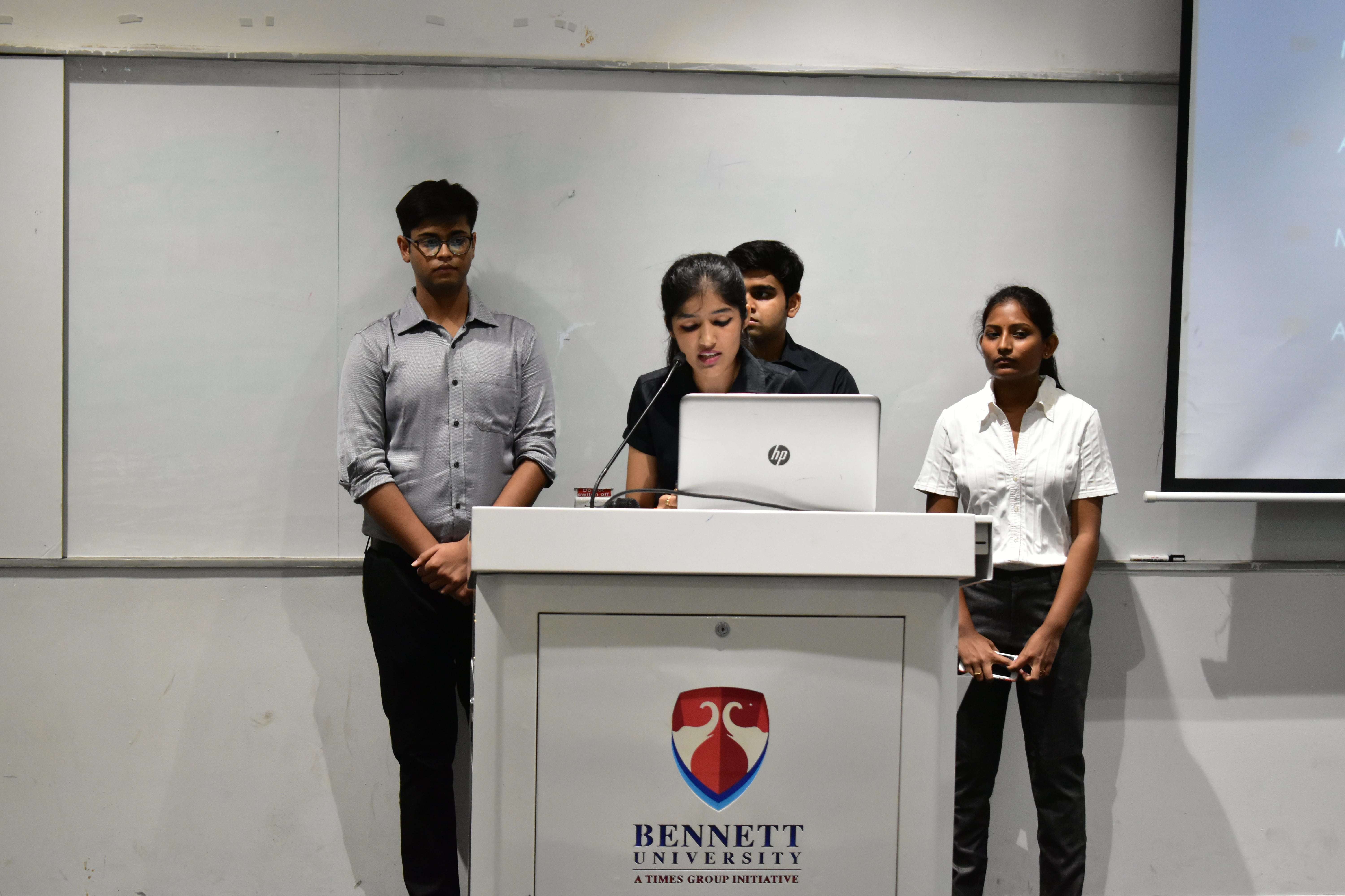 ​Triya Gulati, reading acknowledgement letter on behalf of Prateek Soni, the signing out president of the student council.