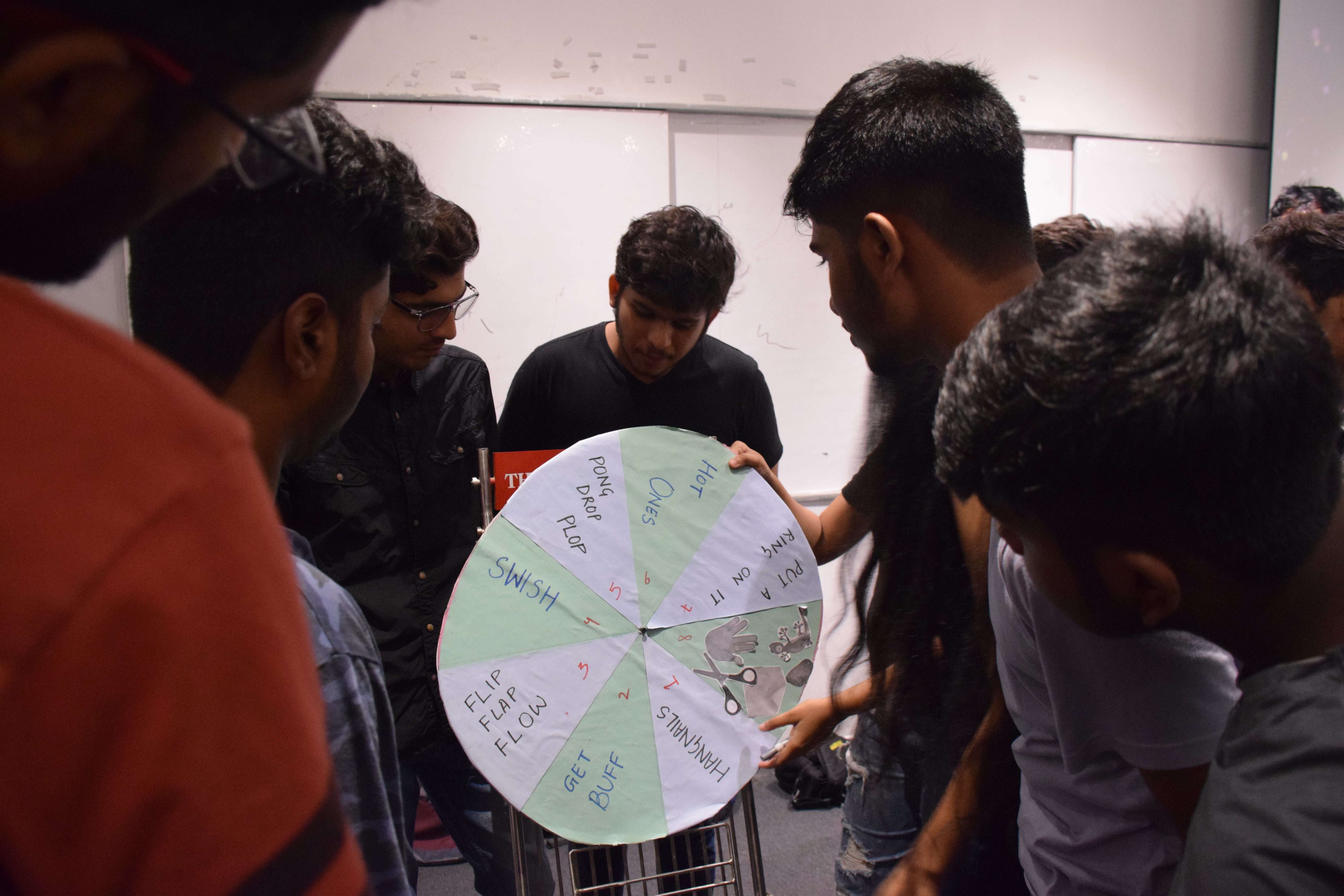 The ‘wheel of fate’ containing 6 activities (hence the name of the event) decided which activities the teams had to compete in