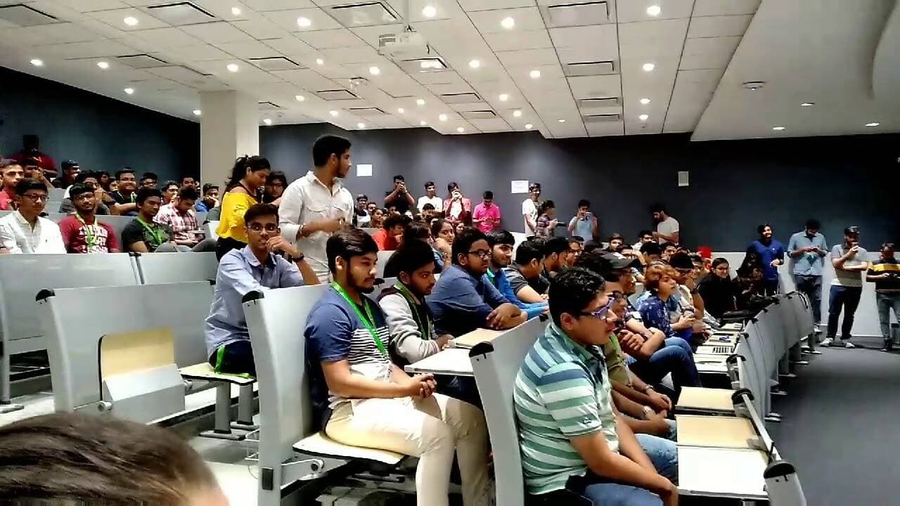 RJ Naved interacts with students at Bennett University